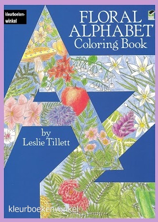 DZ 32 floral alphabet, kleurboek bloemen en vlinders