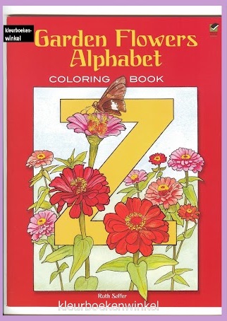 DZ 34 garden flowers alphabet, kleurboek bloemen en vlinders