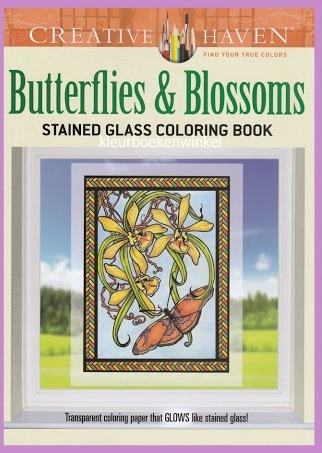 GL 07 butterflies en blossoms, glas en lood kleurboek