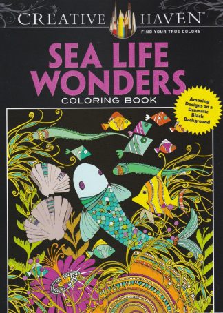 sea life wonders, kleurboek wit zwart .
