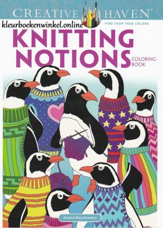 kleurboek knitting notions is een kleurboek met het onderwerp breien - uit de serie kleurboeken mode - eigentijdse kleurboeken met gedetailleerde ontwerpen