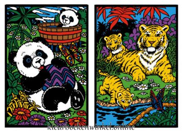 B7 B8 viltkleurplaat panda en tijger voorbeeld
